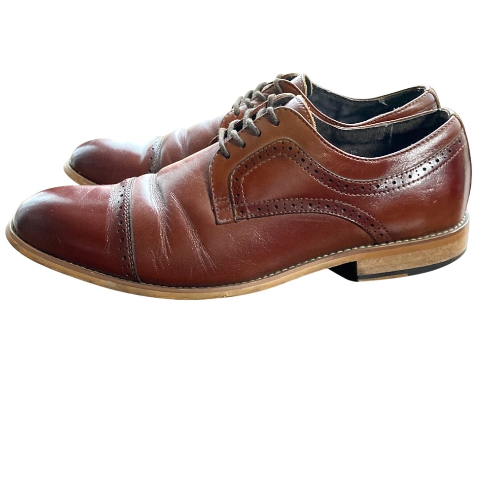 Stacy Adams Dickinson Cap Toe Oxford Mens 9 Brown Leather Stacked 25066 221 $115